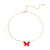 Tracy Red Hanging Gold Butterfly Necklace