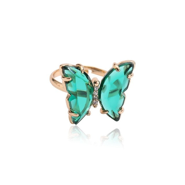 Butterfly Green Pavel Statement Ring , Gold on sale Ring