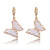 Tracy Pink Hanging Gold Butterfly Earrings