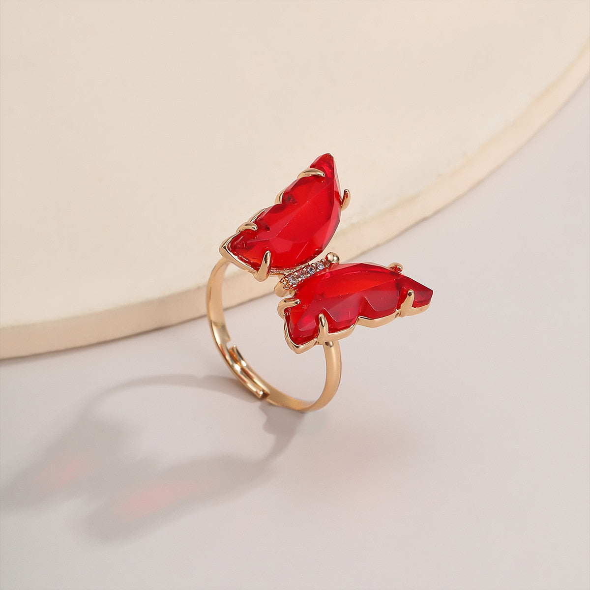 Tracy Red Gold Butterfly Ring