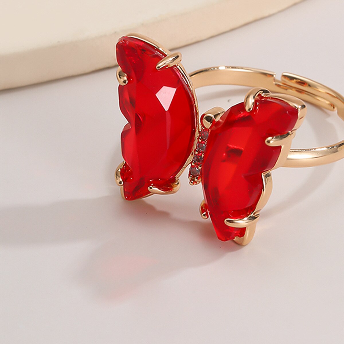 Tracy Red Gold Butterfly Ring