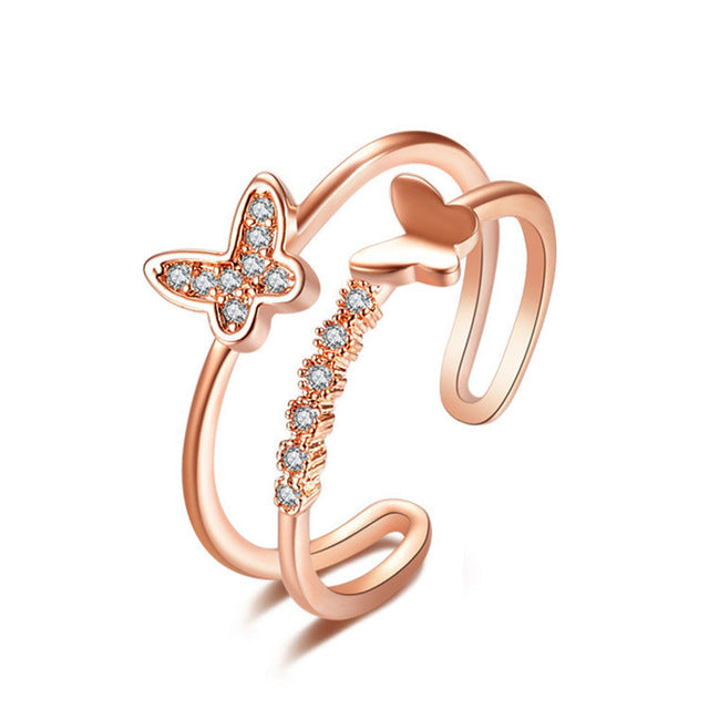 Rose Gold Butterfly Ring - Elegant and Unique